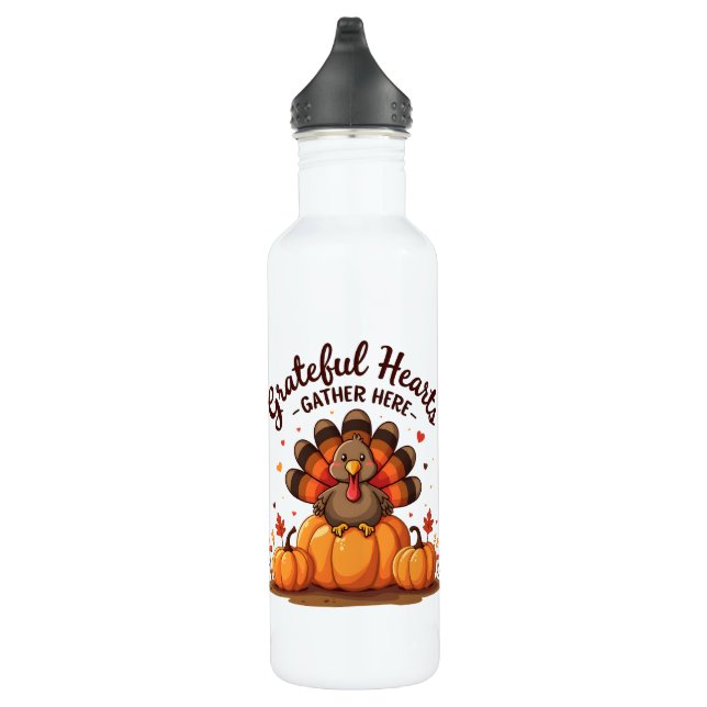 Grateful Hearts Thanksgiving Turkey 710 Ml Water Bottle (Right)