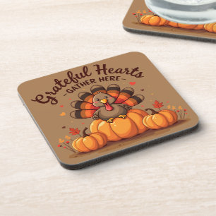 Grateful Hearts Thanksgiving Turkey Coaster