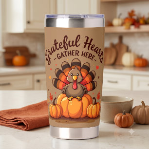Grateful Hearts Thanksgiving Turkey Insulated Tumbler