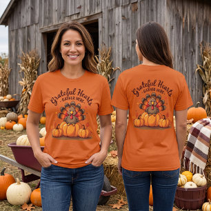 Grateful Hearts Thanksgiving Turkey T-Shirt