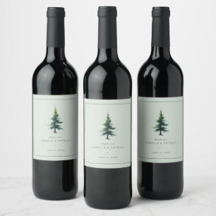 Grateful Mint Minimalist Pine Tree Wine Label