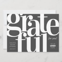 Grateful Modern Charcoal Business Holiday Card