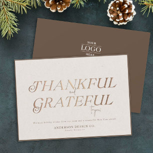 Grateful Modern Elegant Typography Chic Business Holiday Card