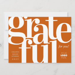 Grateful Modern Orange Business Holiday Card