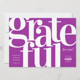 Grateful Modern Purple Business Holiday Card