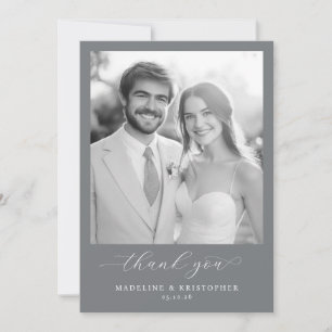 Grateful Monochrome Formal Photo Thank You Card