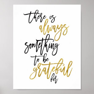 Grateful Motivational Quote Black/gold Poster