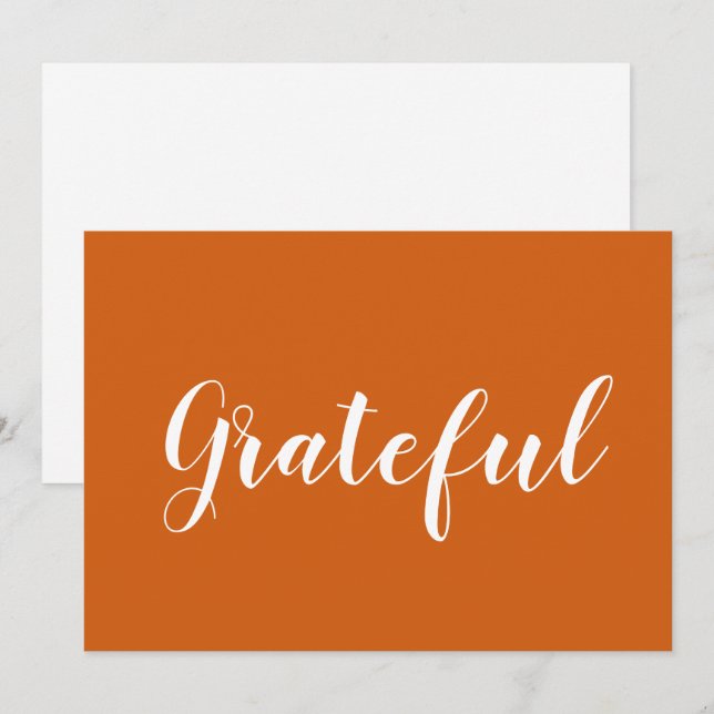 Grateful orange calligraphy thanksgiving card (Front/Back)