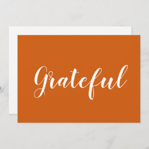 Grateful orange calligraphy thanksgiving card