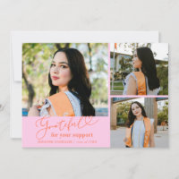 Grateful Orange Pink Multi Photo Graduation