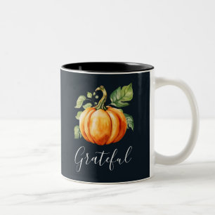 Grateful Orange Pumpkin Navy  Two-Tone Coffee Mug