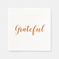 Grateful orange script cute thanksgiving paper