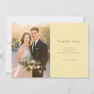 Grateful Pale Yellow Minimalist Photo Thank You Card