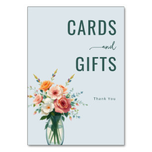 Grateful Pastel Floral Bouquet Table Number