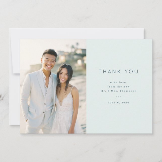Grateful Pastel Minimalist Photo Thank You Card (Front)