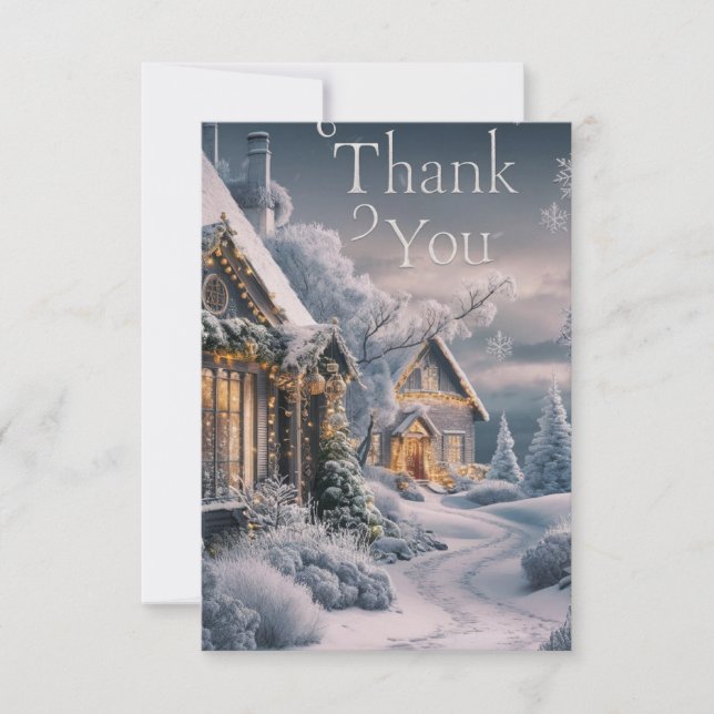 Grateful Pastel Pine Happy Holidays Thank You Card (Front)
