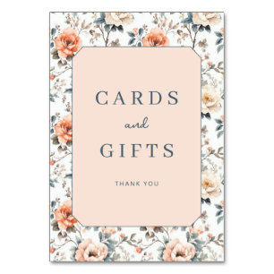 Grateful Peach Floral Vintage Border Table Number