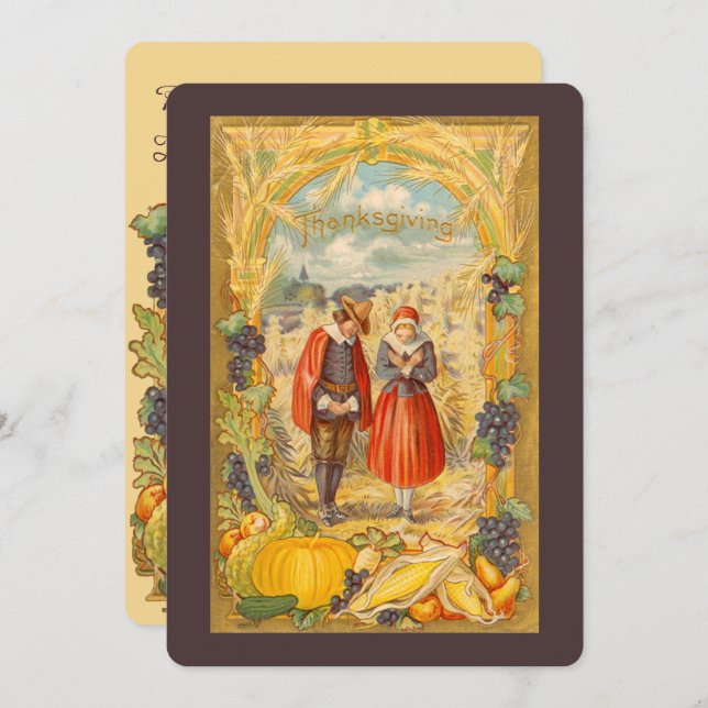 Grateful Pilgrims Thanksgiving Day Invitation (Front/Back)