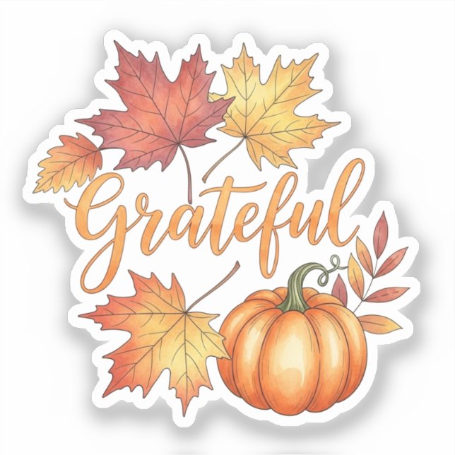 Grateful Pumpkin & Autumn Leaves (Front)