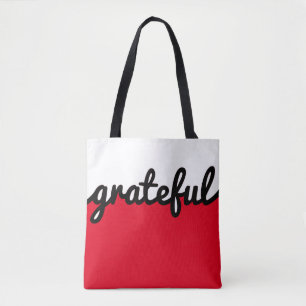Grateful Red Black White Colour Block Tote Bag