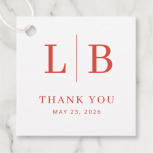 Grateful Red Minimalist Wedding Favour Tag