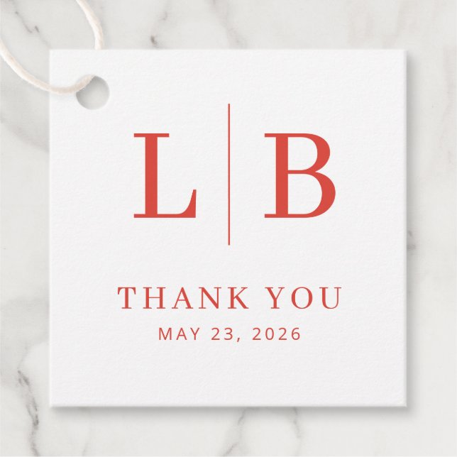 Grateful Red Minimalist Wedding Favour Tag (Front)
