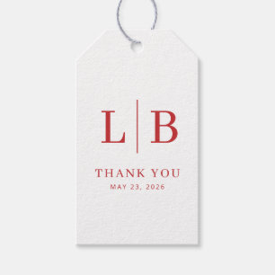 Grateful Red Serif Wedding Favour Tag