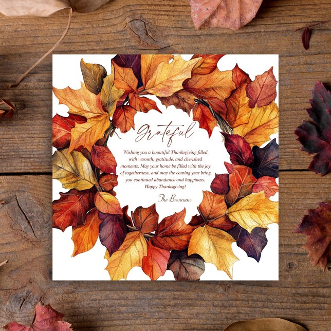 Grateful Rustic Fall Wreath Thanksgiving  Invitation (Grateful Rustic Fall Wreath Thanksgiving Invitation)