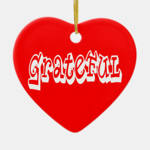 Grateful Saying Graffiti Style typography Ceramic Tree Decoration