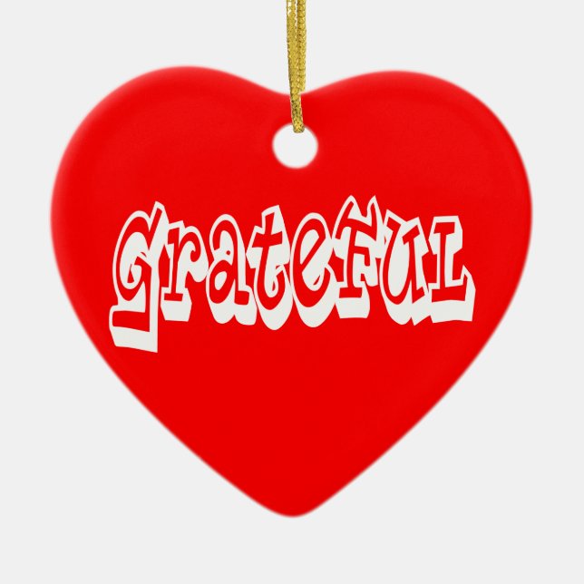 Grateful Saying Graffiti Style typography Ceramic Tree Decoration (Front)