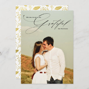 Grateful Script Calligraphy Full Photo Holiday Card