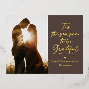 Grateful Season Foil Photo Thanksgiving Postcard