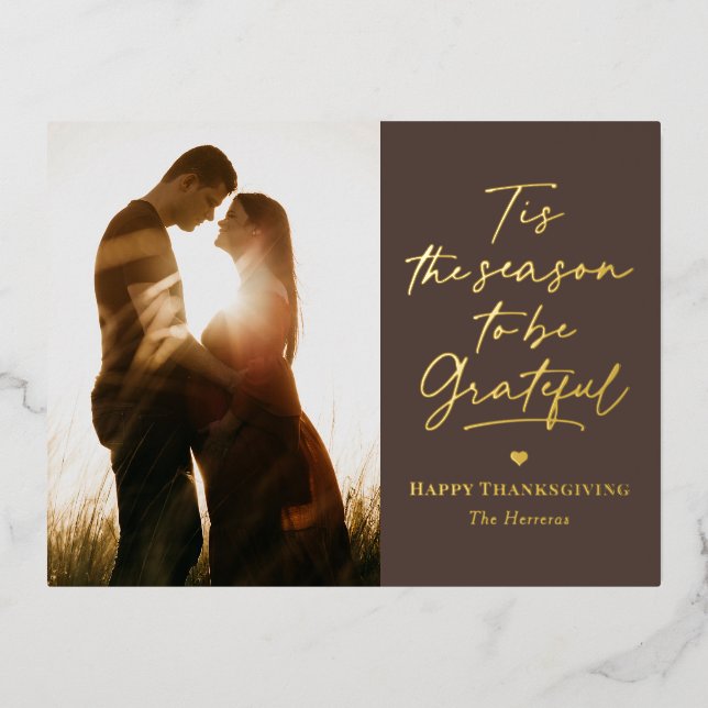 Grateful Season Foil Photo Thanksgiving Postcard (Front)