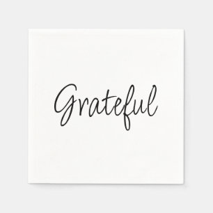 Grateful simple handwritten script thanksgiving  napkin