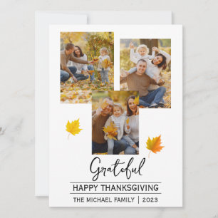 Grateful   Simple happy thanksgiving Family photo Holiday Card