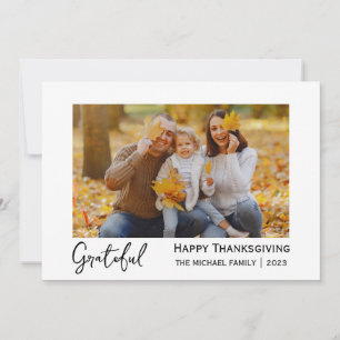 Grateful   Simple happy thanksgiving Family photo Holiday Card