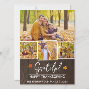 Grateful   Simple happy thanksgiving Family photo Holiday Card
