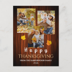 Grateful Simple happy thanksgiving Family photo Holiday Postcard