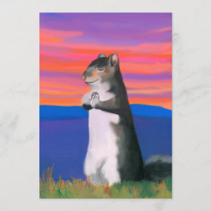 Grateful squirrel, thank you, praying, cute animal invitation