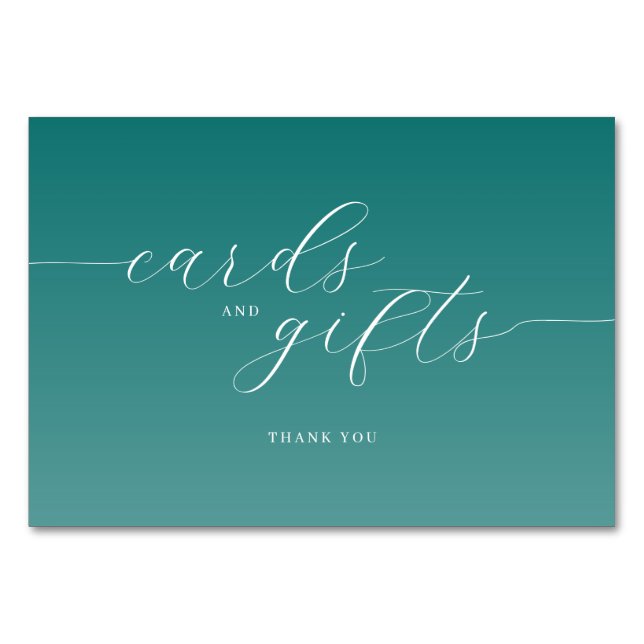 Grateful Teal Cursive Thank You Card (Front)