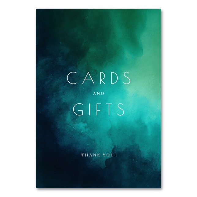 Grateful Teal Watercolor Thank You Card (Front)