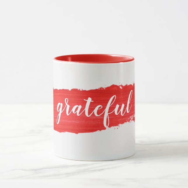 GRATEFUL Text On Red Paint  Mug (Center)