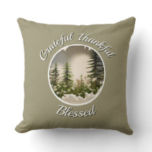 "Grateful, Thankful, Blessed" Accent Throw Pillow