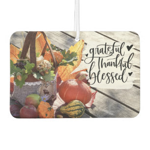 Grateful Thankful Blessed Autumn Gourds Car Air Freshener