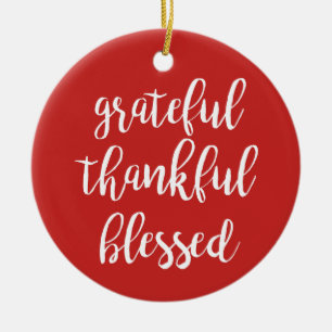 GRATEFUL, THANKFUL, BLESSED CERAMIC TREE DECORATION