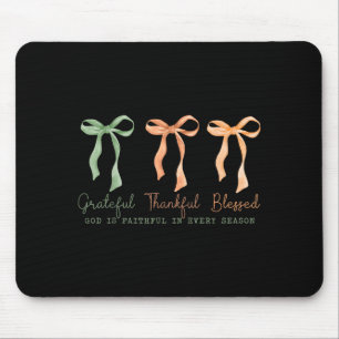 Grateful Thankful Blessed Christian Fall Thanksgiv Mouse Mat