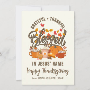 GRATEFUL THANKFUL BLESSED Church Thanksgiving Holiday Card
