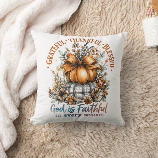 Grateful Thankful Blessed Cushion (Blanket)