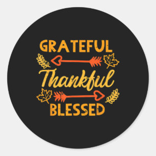 Grateful Thankful Blessed Fall Autumn Thanksgiving Classic Round Sticker