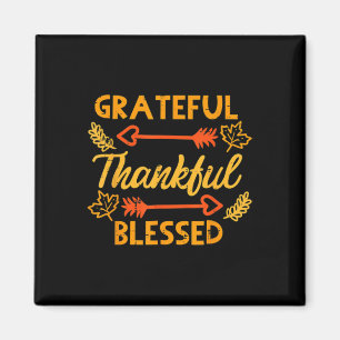Grateful Thankful Blessed Fall Autumn Thanksgiving Magnet
